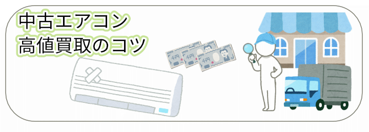 中古エアコンと買取業者のイラスト